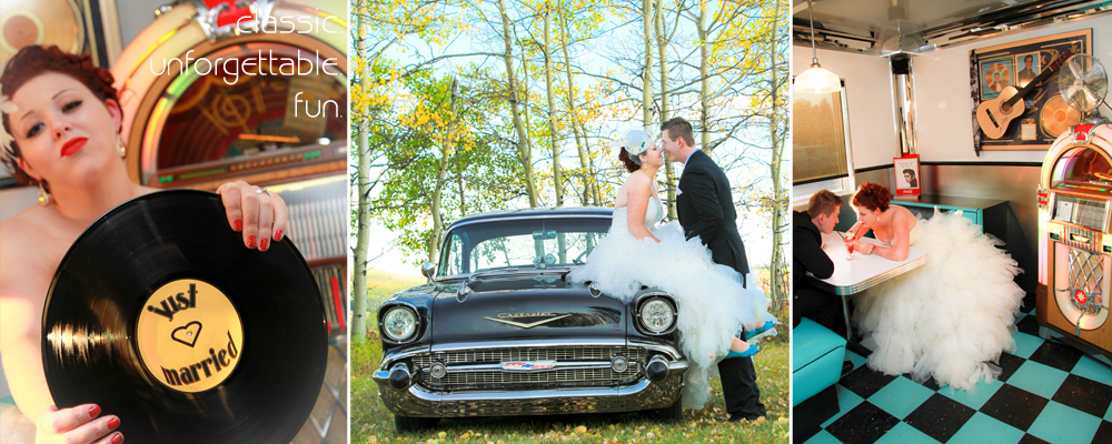 Peacock themed wedding near Dawson Creek, with 57 Chev
