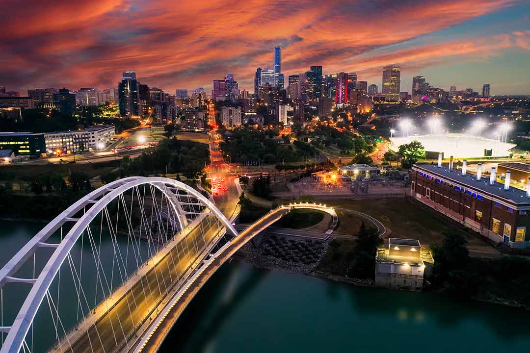 Edmonton aerial photography - controlled airspace - after sundown