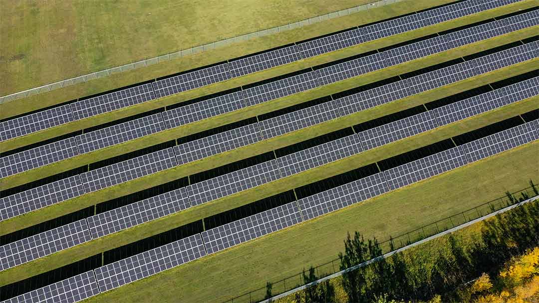 Drone inspection of solar panel array in Grande Prairie AB